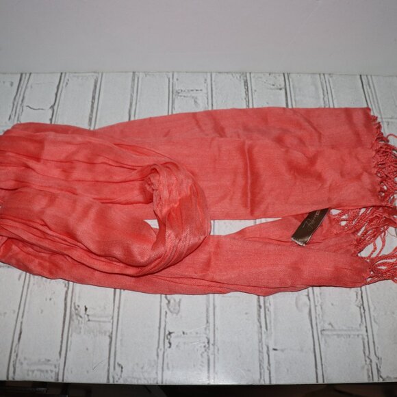 🍑 Beautiful Peach Coral Rayon Scarf – 24" × 64" Soft Drape · Feminine Hue · - Picture 1 of 6